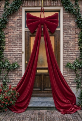 Strik Lindos & Lint Velvet Rood Met 2 Lussen En Lange Linten 85x270cm 1 stuks