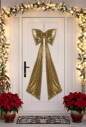 Strik Lindos Metallic Goud Met 2 lussen Met Lange Linten 62x200cm 1 stuks