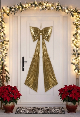 Strik Lindos Metallic Goud Met 2 lussen Met Lange Linten 62x200cm 1 stuks