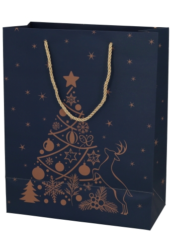 Kersttasjes Groot Christmas Tree Blue 26.5x13.5x32.5cm 10stuks