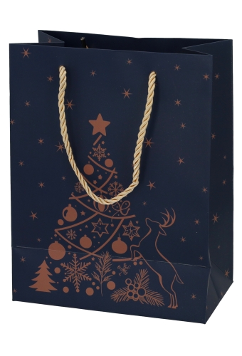 Kersttasjes Medium Christmas Tree Blue 18x10x23cm 10stuks