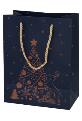 Kersttasjes Medium Christmas Tree Blue 18x10x23cm 10stuks