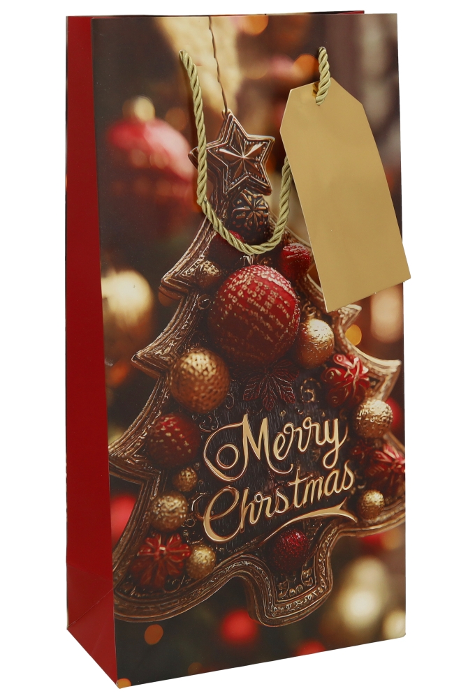 Kerst Wijntasjes 2 Flessen Christmas Night 18x9x36cm 10stuks