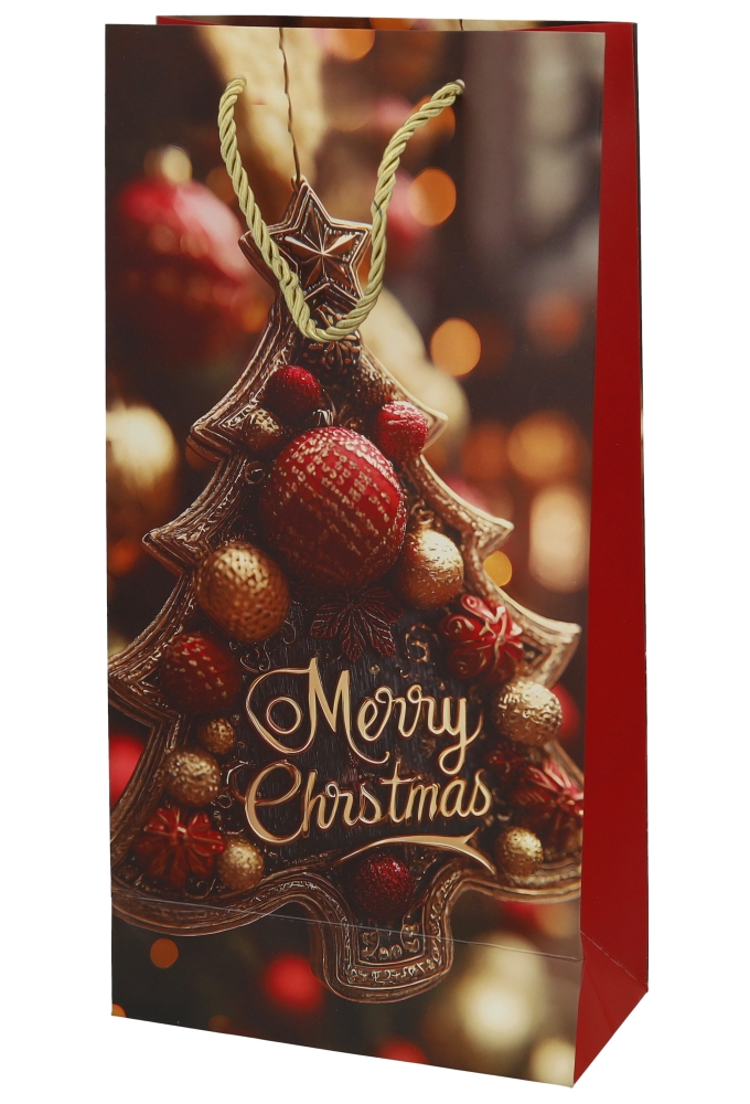 Kerst Wijntasjes 2 Flessen Christmas Night 18x9x36cm 10stuks