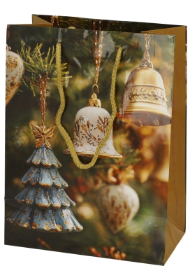Kersttasjes Medium Golden Bells 18x10x23cm 12stuks 