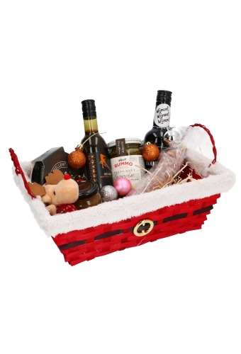 Kerstmandje Ho Ho Met Pluche & Gesp  28x20.5x10cm 1stuks