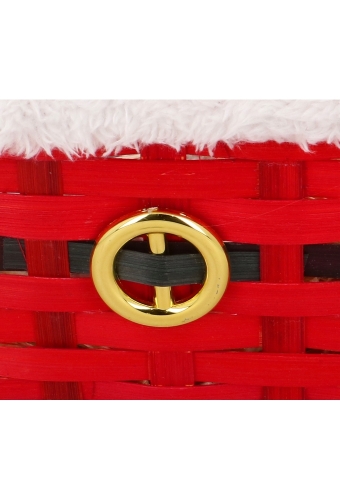 Kerstmandje Ho Ho Met Pluche & Gesp  28x20.5x10cm 1stuks