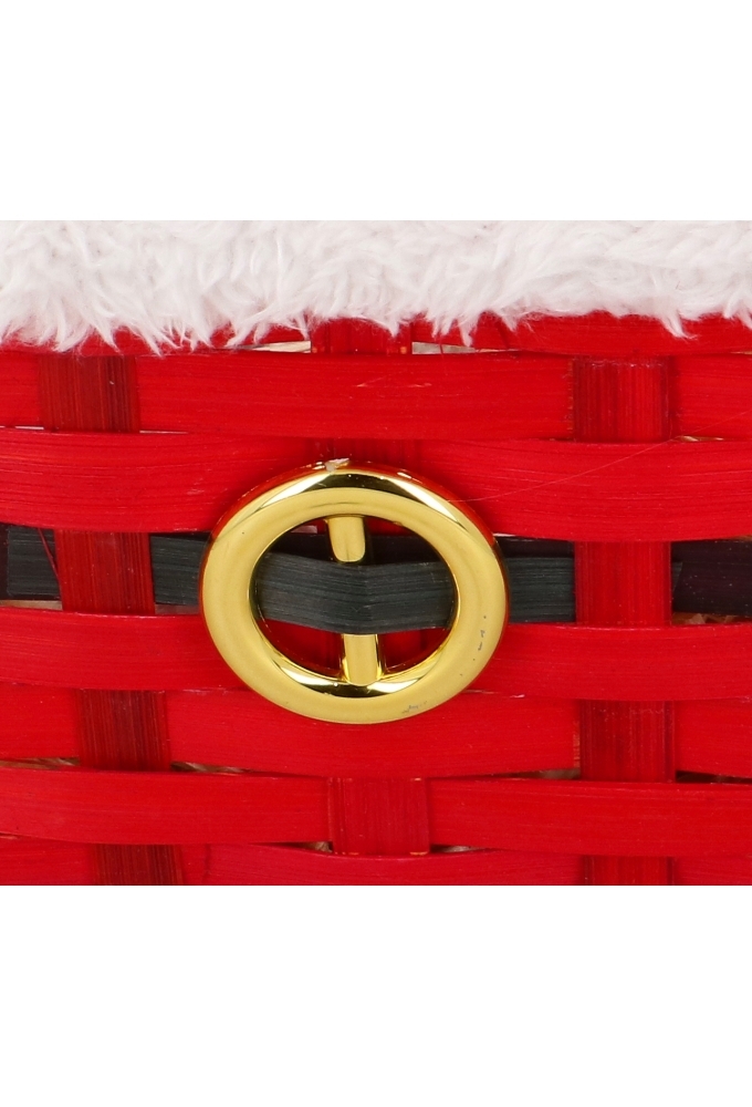 Kerstmandje Ho Ho Met Pluche & Gesp  28x20.5x10cm 1stuks