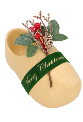 Kerst Geschenk Klompen XL Naturel 19x8.5x10cm 2stuks
