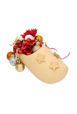 Kerst Geschenk Klompen XL Naturel 19x8.5x10cm 2stuks