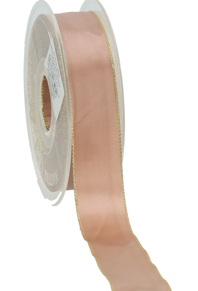 Kadolint Satijn Dubbel Licht Bruin & Goud 25mm x 20 meter