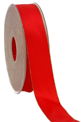 Kadolint Satijn Dubbel Rood & Goud 25mm x 20 meter