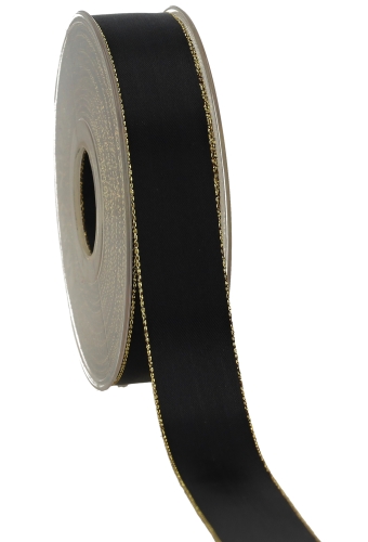 Kadolint Satijn Dubbel Zwart & Goud 25mm x 20 meter