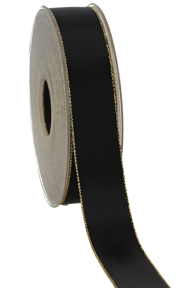 Kadolint Satijn Dubbel Zwart & Goud 25mm x 20 meter