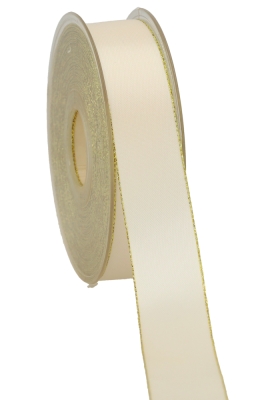 Kadolint Satijn Dubbel Creme & Goud 25mm x 20 meter