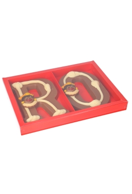 Chocoladeletterdozen Duo Rood Venster & Inlay 17.5x24x2.4cm 25stuks