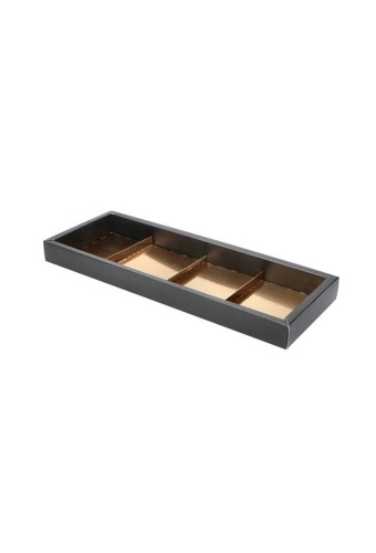 Chocoladeletterdozen Zwart Mat 4 vaks GK1 13x36x3cm 24stuks