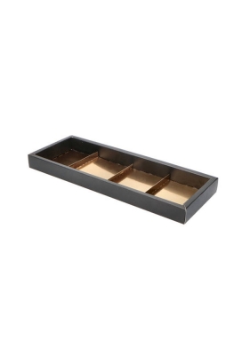 Chocoladeletterdozen Zwart Mat 4 vaks GK1 13x36x3cm 24stuks