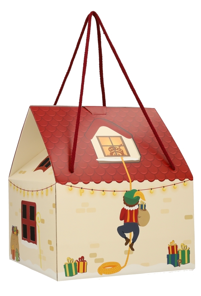 Sintgeschenkdoos Sinterklaas Huis & Koord 24.5x24.5x15cm 10stuks
