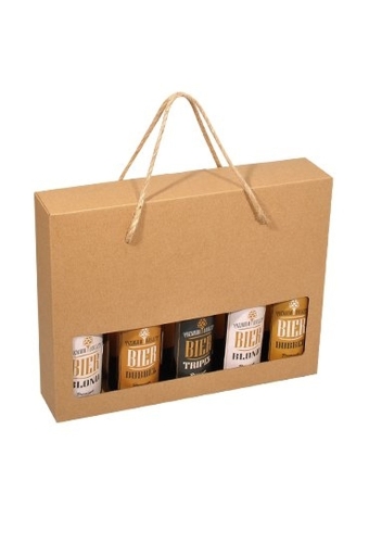 Bierverpakking Kraft 5 Flesjes & Koord FSC® 50stuks