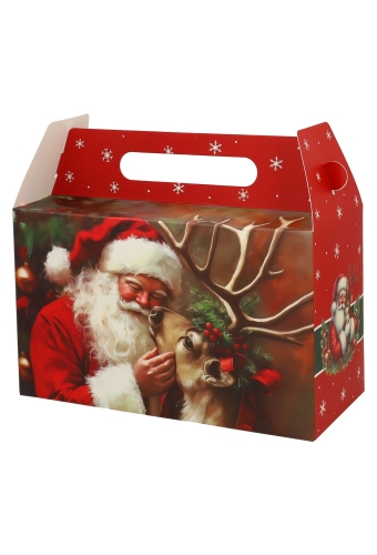 Geschenkdoos met Handgreep Kerstman & Ree 33.5x20.5x15cm 11st