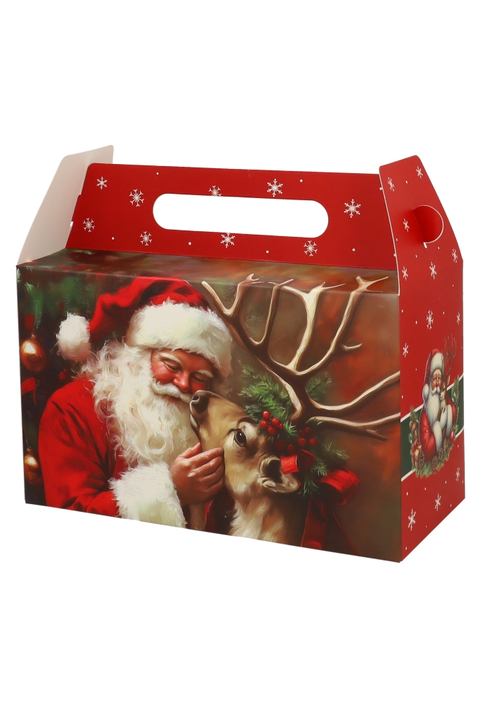 Geschenkdoos met Handgreep Kerstman & Ree 33.5x20.5x15cm 11st