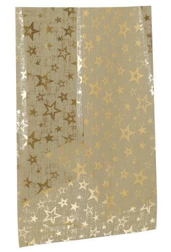 Kerstzakjes Folie Stars Champagne Gold 25x40m 50stuks