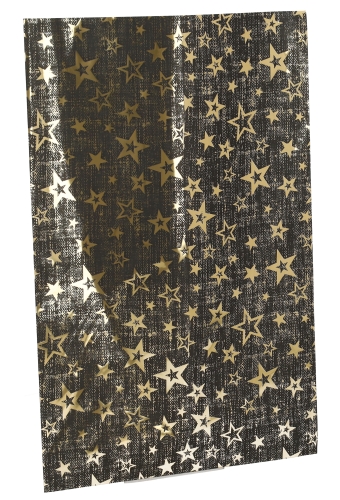 Kerstzakjes Folie Stars Zwart Goud 25x40m 50stuks