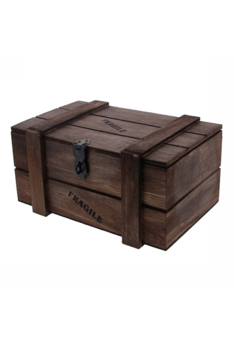 Geschenkverpakking Houten Kistje Fragile Bruin 21x13x11cm 8st