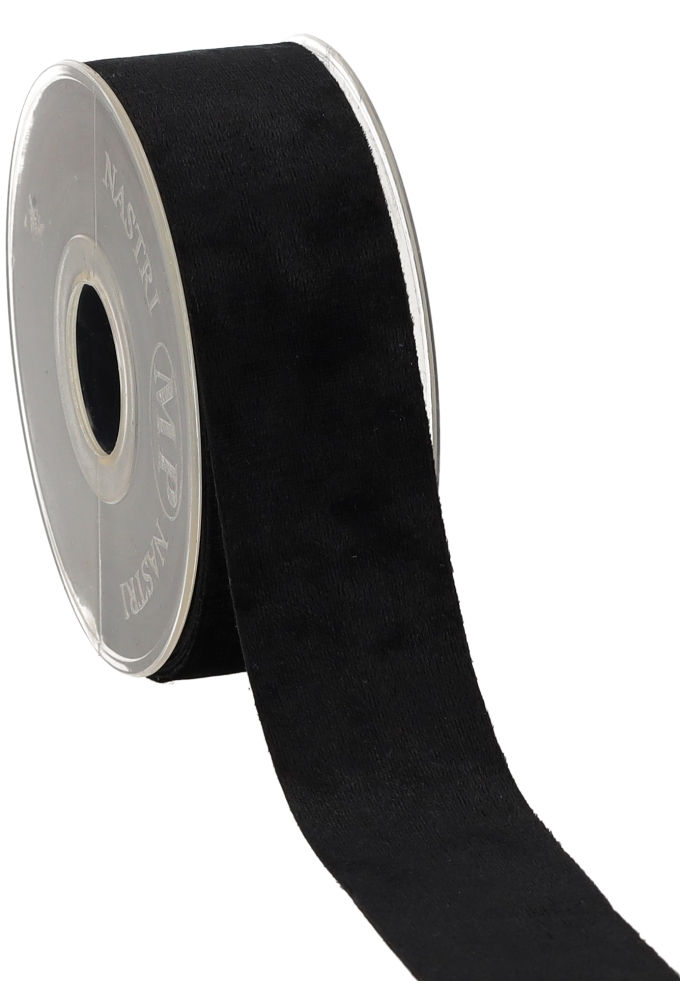 Cadeaulint Chenille Luxe Velvet Zwart 40mm x 10meter