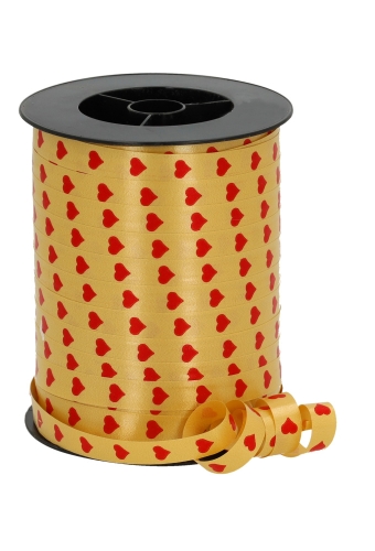 Krullint Hartjes Rood & Goud 10mm x 250 meter