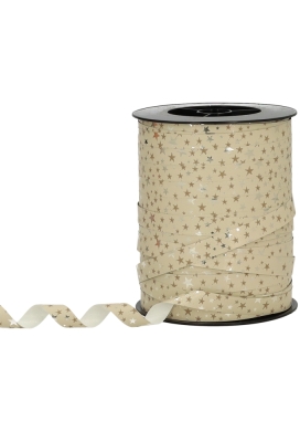 Kerst Krullint Mat Rood Tree Goud Metallic 10mm x 250meter