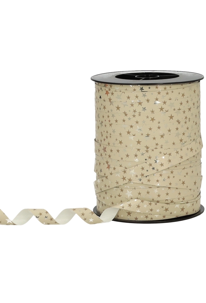 Kerst Krullint Mat Rood Tree Goud Metallic 10mm x 250meter