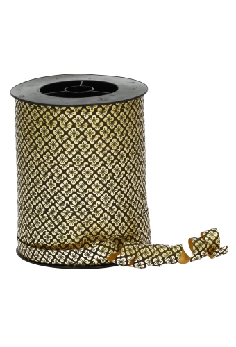 Krullint Blossom Zwart Goud Metallic 10mm x 250meter