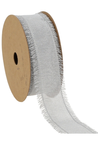 Kadolint Cocotte Metallic Zilver Met Zilver Rand IJzerdraad 38mm x 10meter