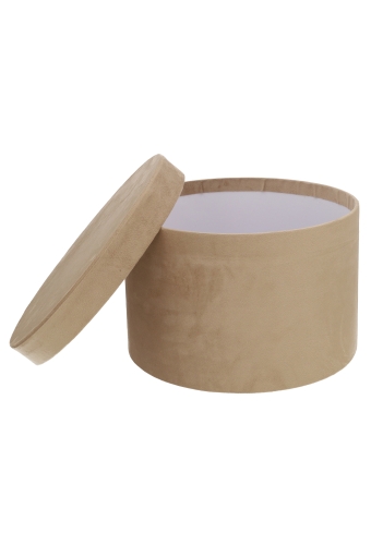 LUXE KANT & KLARE Flowerbox Latemar Suede Beige Rond Set van 2 stuks
