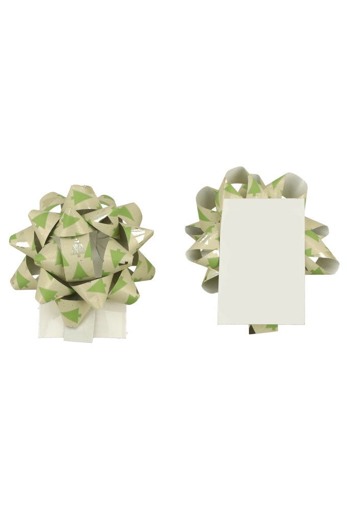 Kerst Mini Bows Strik Rond 50mm Creme Tree Groen Zilver Metallic & Plakker 50stuks