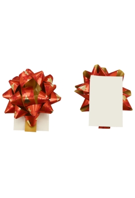 Kerst Mini Bows Strik Rond 50mm Rood Tree Goud Metallic & Plakker 50stuks
