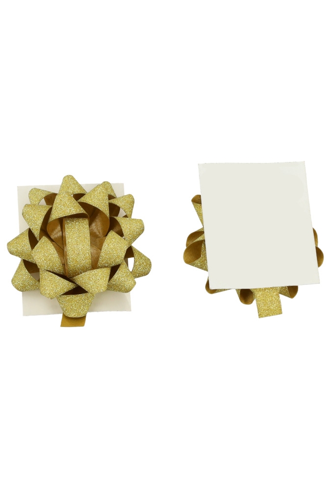 Mini Bows Strik Rond 35mm Glitter Goud Met Plakker 100stuks