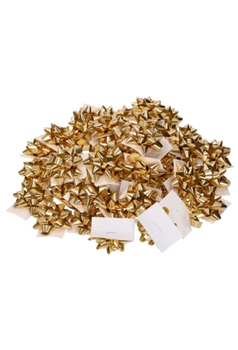 Mini Bows Strik Rond 35mm Glitter Goud Met Plakker 100stuks