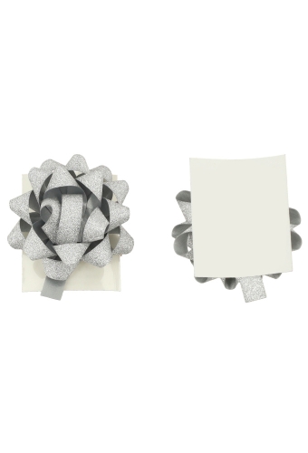 Mini Bows Strik Rond 35mm Glitter Zilver Met Plakker 100stuks