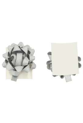 Mini Bows Strik Rond 35mm Glitter Zilver Met Plakker 100stuks
