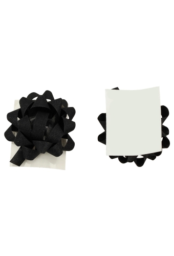 Mini Bows Strik Rond 35mm Glitter Zwart Met Plakker 100stuks