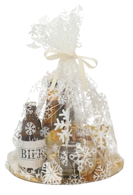 Cadeaufolie Transparant Witte Sneeuwvlokken 50cm x 50meter