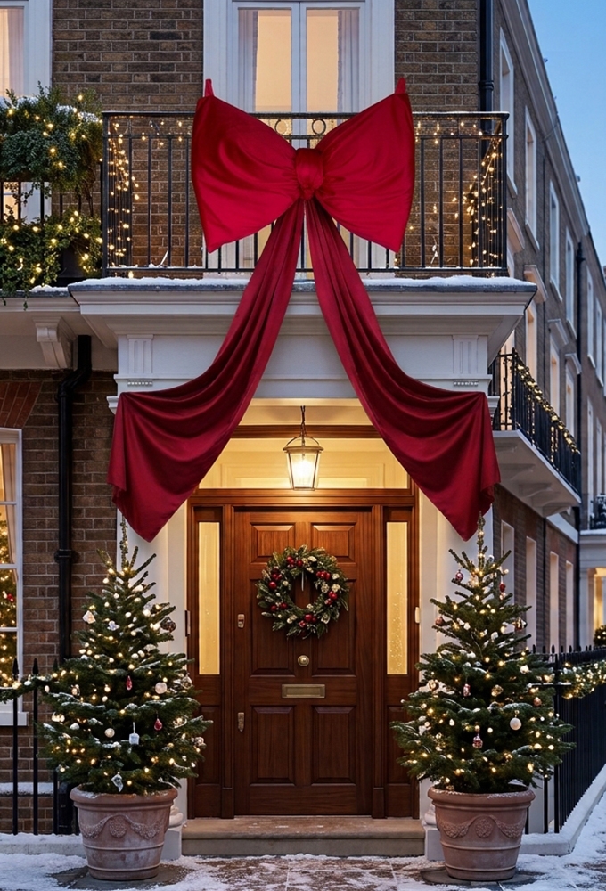 Strik Belloria XL Velvet Rood Met 2 lussen En Lange Linten 75X225cm 1 stuks