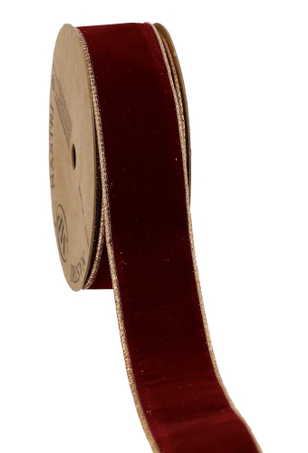 Kadolint Fluweel Bordeaux & Glitter Goud Dubbelzijdig 40mm x 10meter