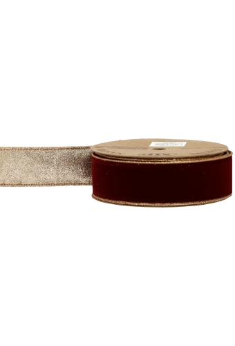 Kadolint Fluweel Bordeaux & Glitter Goud Dubbelzijdig 40mm x 10meter