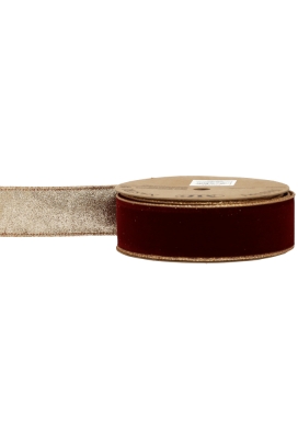 Kadolint Fluweel Bordeaux & Glitter Goud Dubbelzijdig 40mm x 10meter