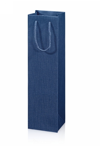 Wijntasje Linnentextuur Blauw 1 fles 10x8.5x36cm 20stuks