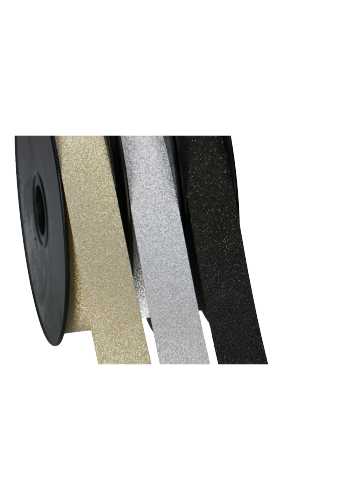 Krullint Glitter Zwart 25mm x 50 meter